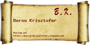 Beros Krisztofer névjegykártya